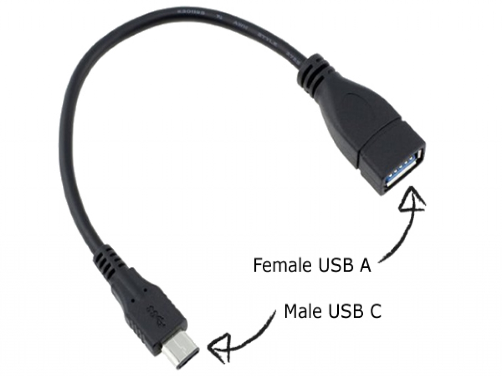 Male USB-C naar Female USB-A 2.0/3.0 Verloopkabel? | OTG Host