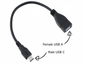 Male USB C naar Female USB A OTG verloopkabel 20 cm 