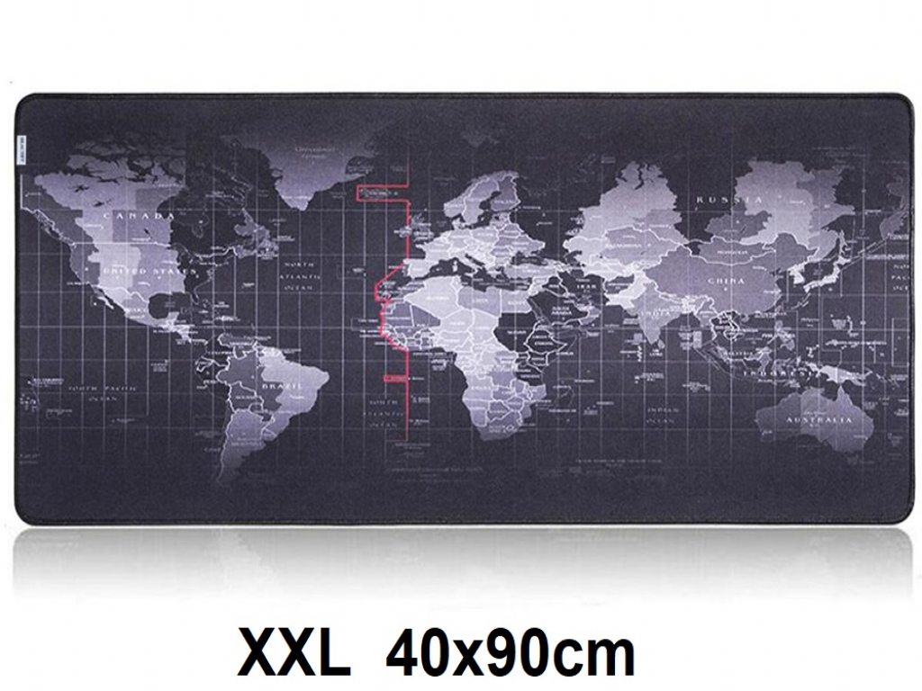 XXL Muismat wereldkaart Antislip | 90x40