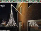 Gevel-vlaggenmast fairy lights,hangende kegel-kerstboom 180cm