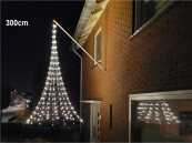 Gevel-vlaggenmast fairy lights,hangende kegel-kerstboom 300cm