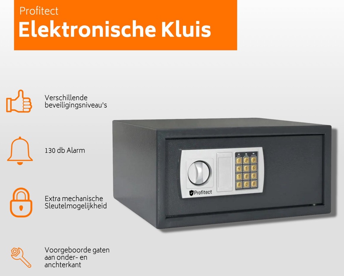 Profitect Elektronische Laptop Kluis met Cijferslot, digitale Hotelkluis XL