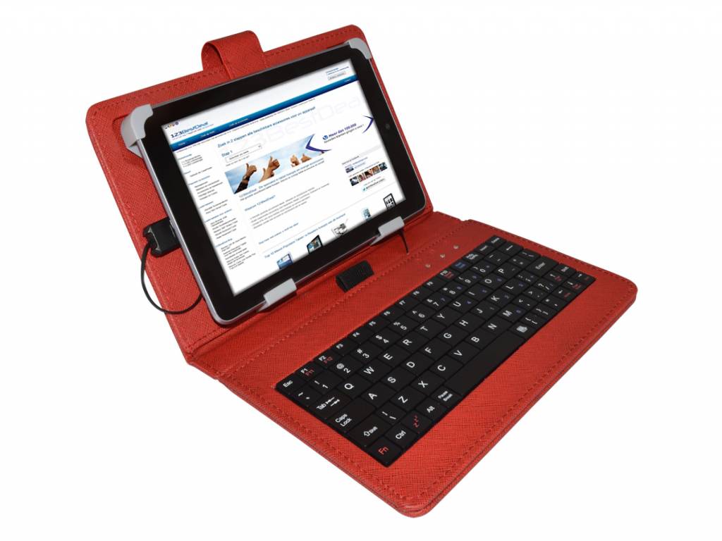 iets Shuraba serveerster Keyboard Case | Geschikt voor een smalle 7 inch Tablet | Rood