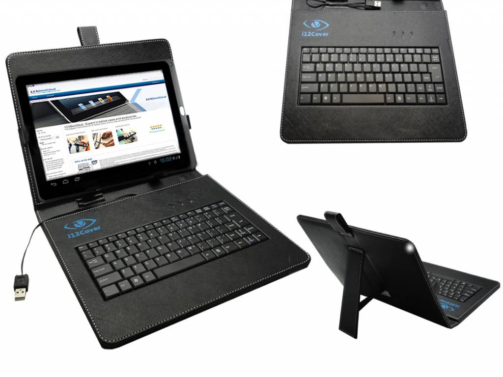 Het kantoor Avondeten rammelaar Keyboard Case | Geschikt voor een XL 10 inch Tablet | Zwart